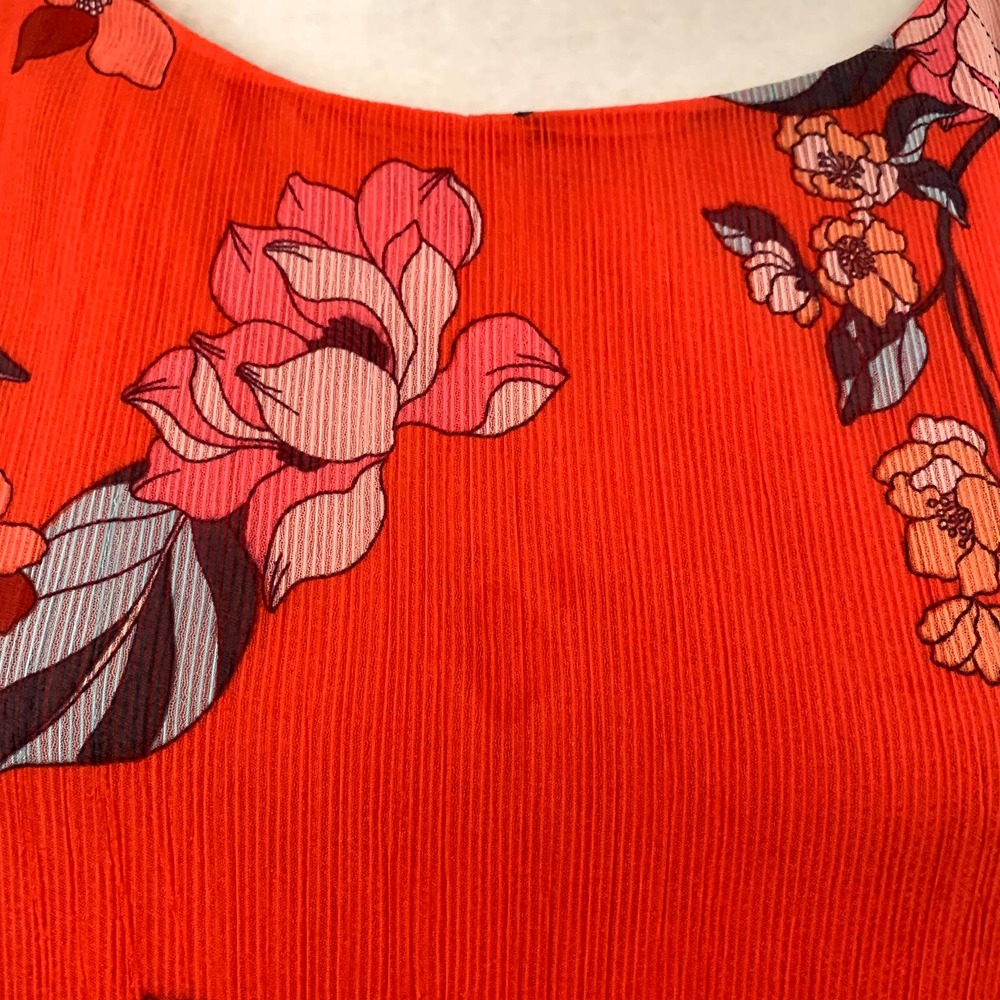 3/$15 A New Day Floral Print Short Sleeve Ruffle Wrap Dress in Red - Picture 7 of 14